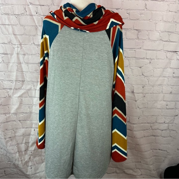 NWT Boutique chevron stripe buck deer tunic top cowl neck casual fall holiday - Picture 6 of 11